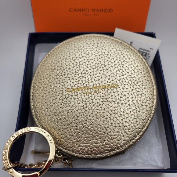 Campo Marzio Handbags - Campo Marzio Pebbled Leather Coin Purse/Clutch with Keychain- Gold